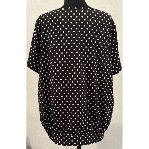 Lands' End Black and White Polka Dot Side Tie Top Blouse Shirt Women Size 1X - Picture 3 of 4
